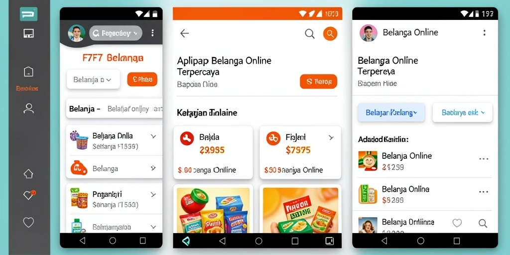Antarmuka aplikasi F7F7 untuk belanja online yang intuitif dan menarik.
