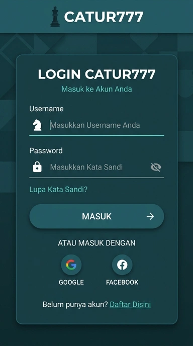 Tampilan halaman login catur777